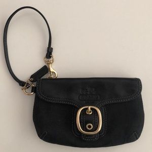 Black Coach Buckle Wristlet with Gold/Brass Hardware 6.5" x 4"